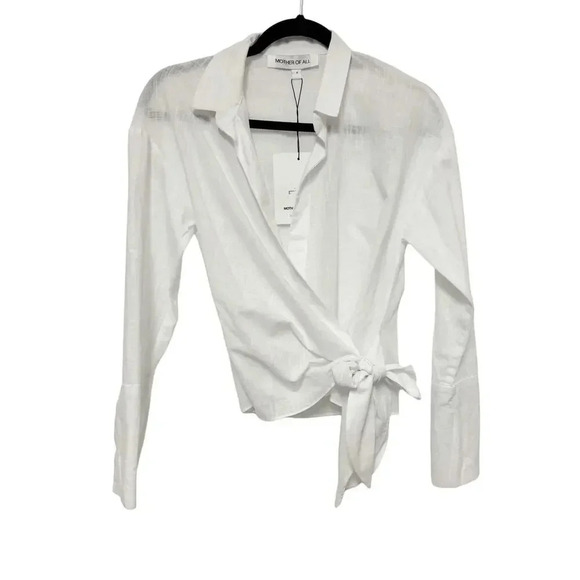 NWT $360 Mother of All Gisele Cotton Wrap Top - Button-Up Collared Blouse Shirt - Picture 4 of 9